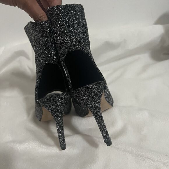 Steve Madden Rakel Sparkly Sock Bootie Size 6.5 M Black Silver Glitter Party - Picture 4 of 10